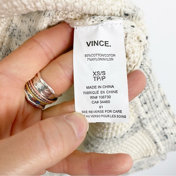 Vince XS/S Cotton Cream & Black Stripe Oversized Knit V-neck Sweater Kaftan - Picture 6 of 7